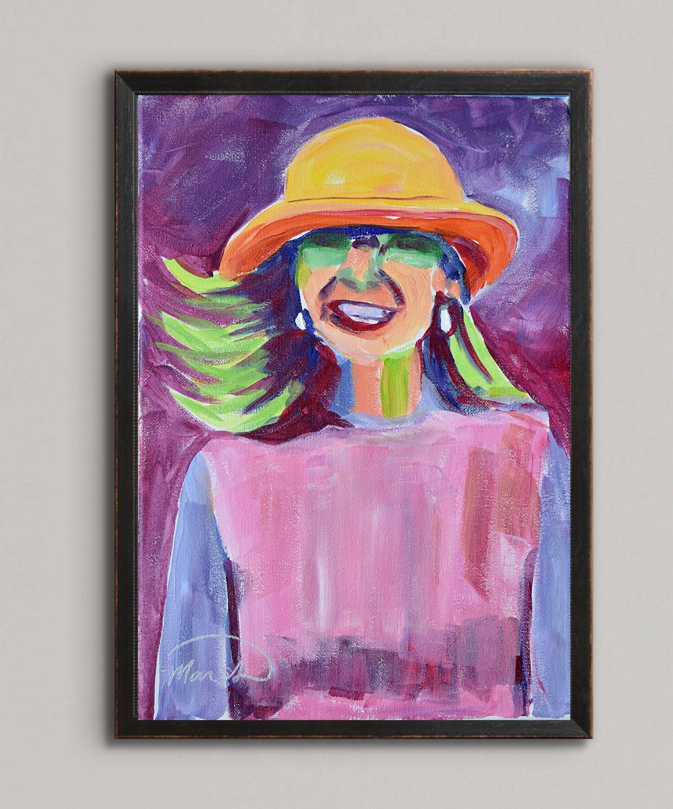 Original Expression Abstract Self Portrait 11×14 Acrylic Canvas Painting Signed