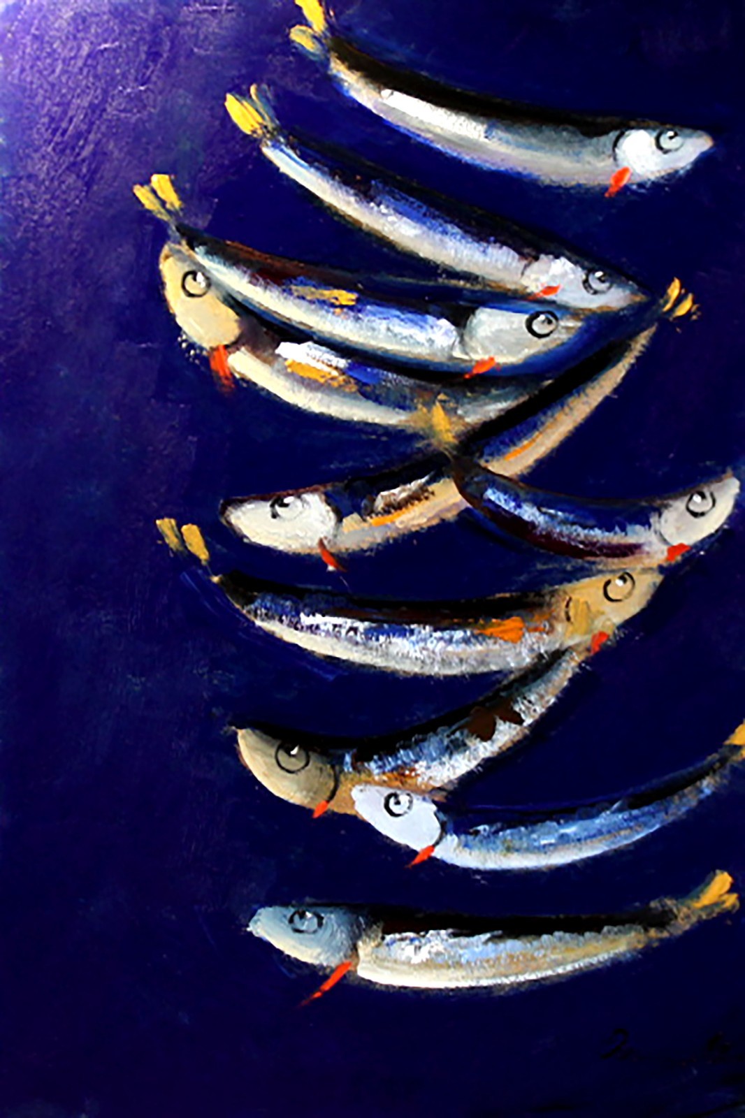 fish stylish modern art Oil painting UKRAINE DEMENKO NATALIA 8X12