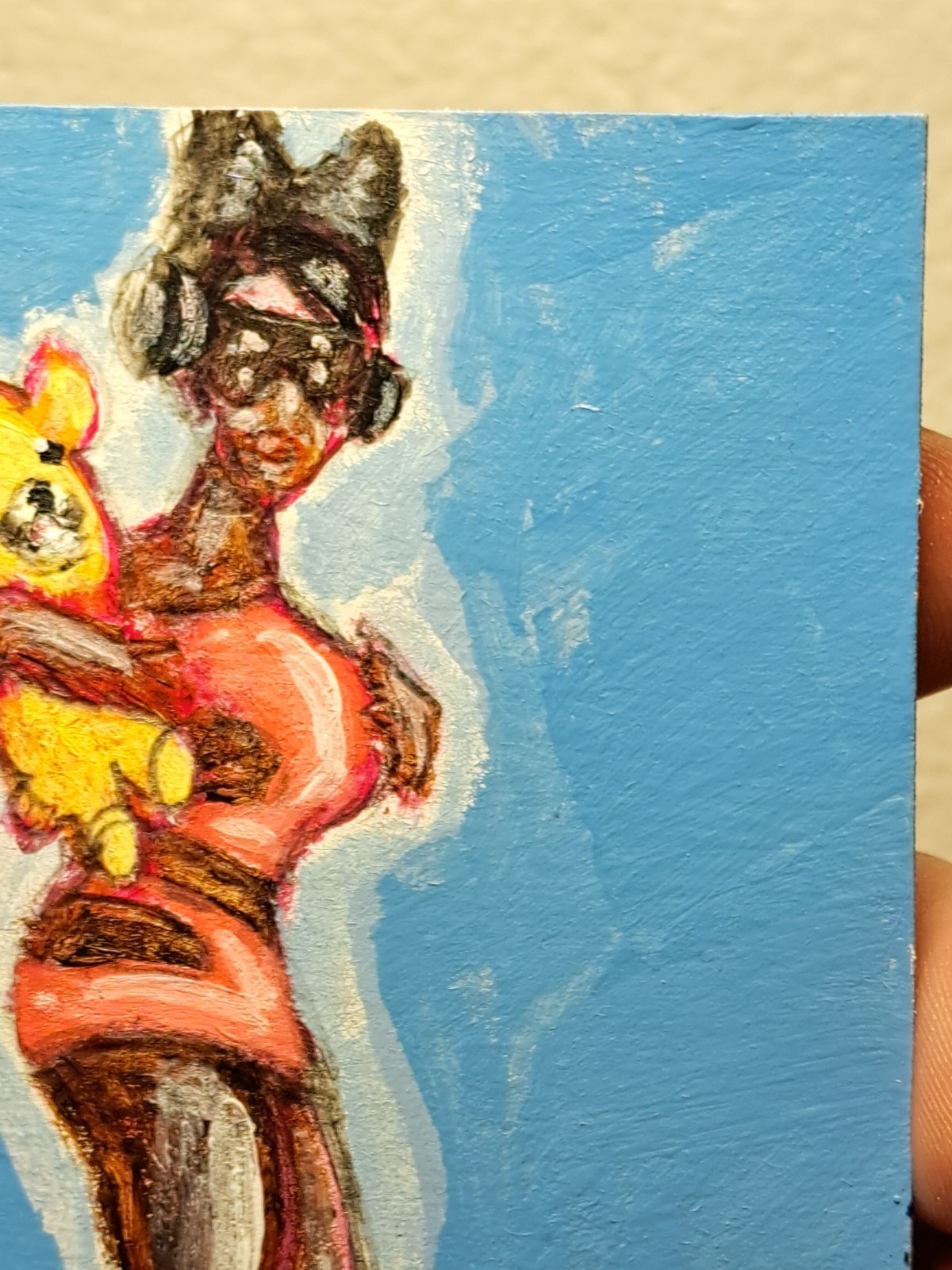 aceo original art card acrylic ink «sexy girl w/teddy» (ooak) Limit 1/1 signed