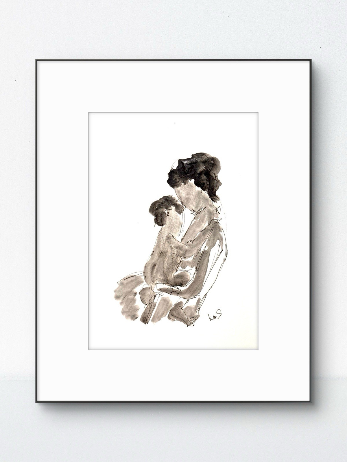 Original Abstract Expressionism 9×12 Mother and Child Mother’s Day Signed 19