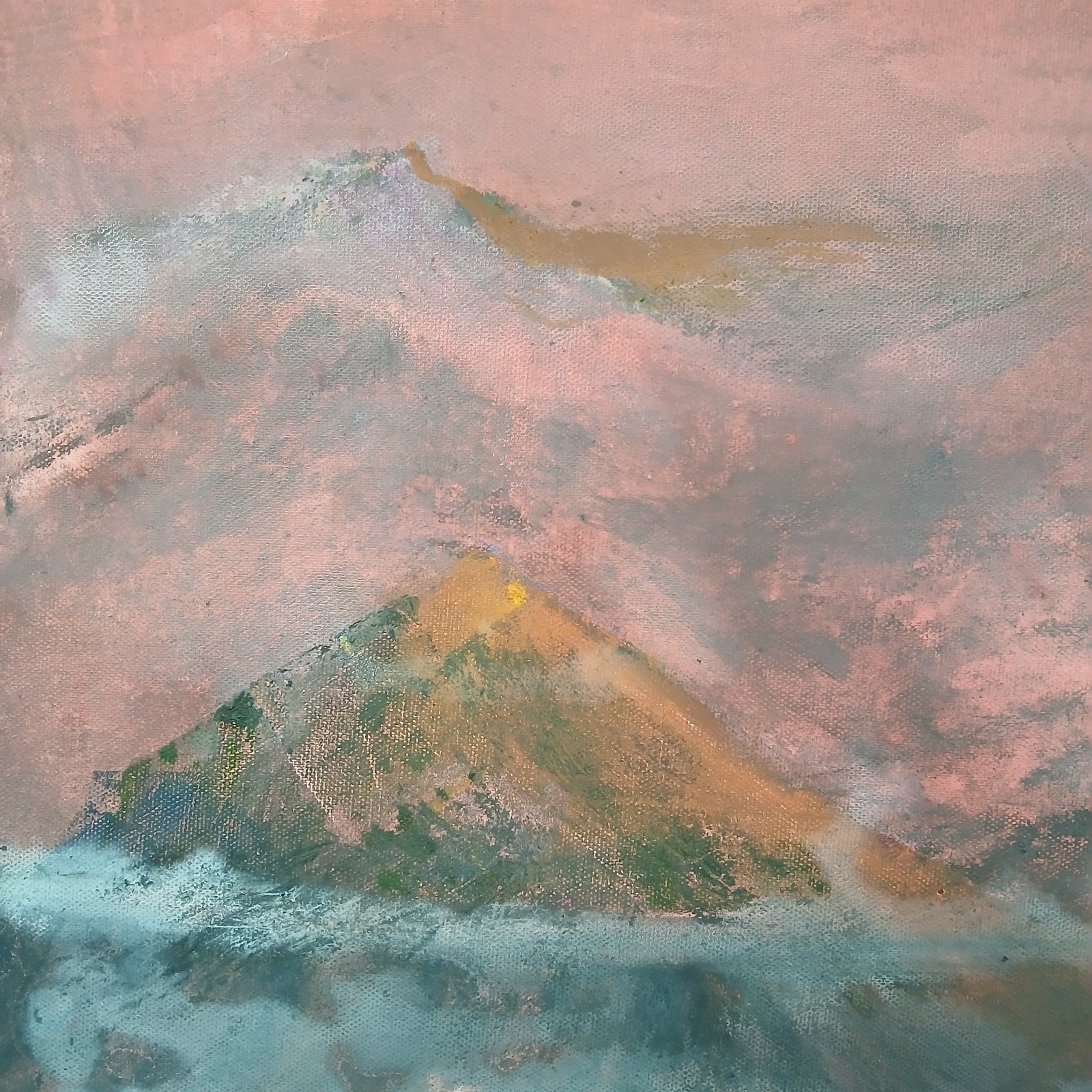 Original Painting on Canvas Haunting Mountain Wildfire Landscape Moody Aesthetic