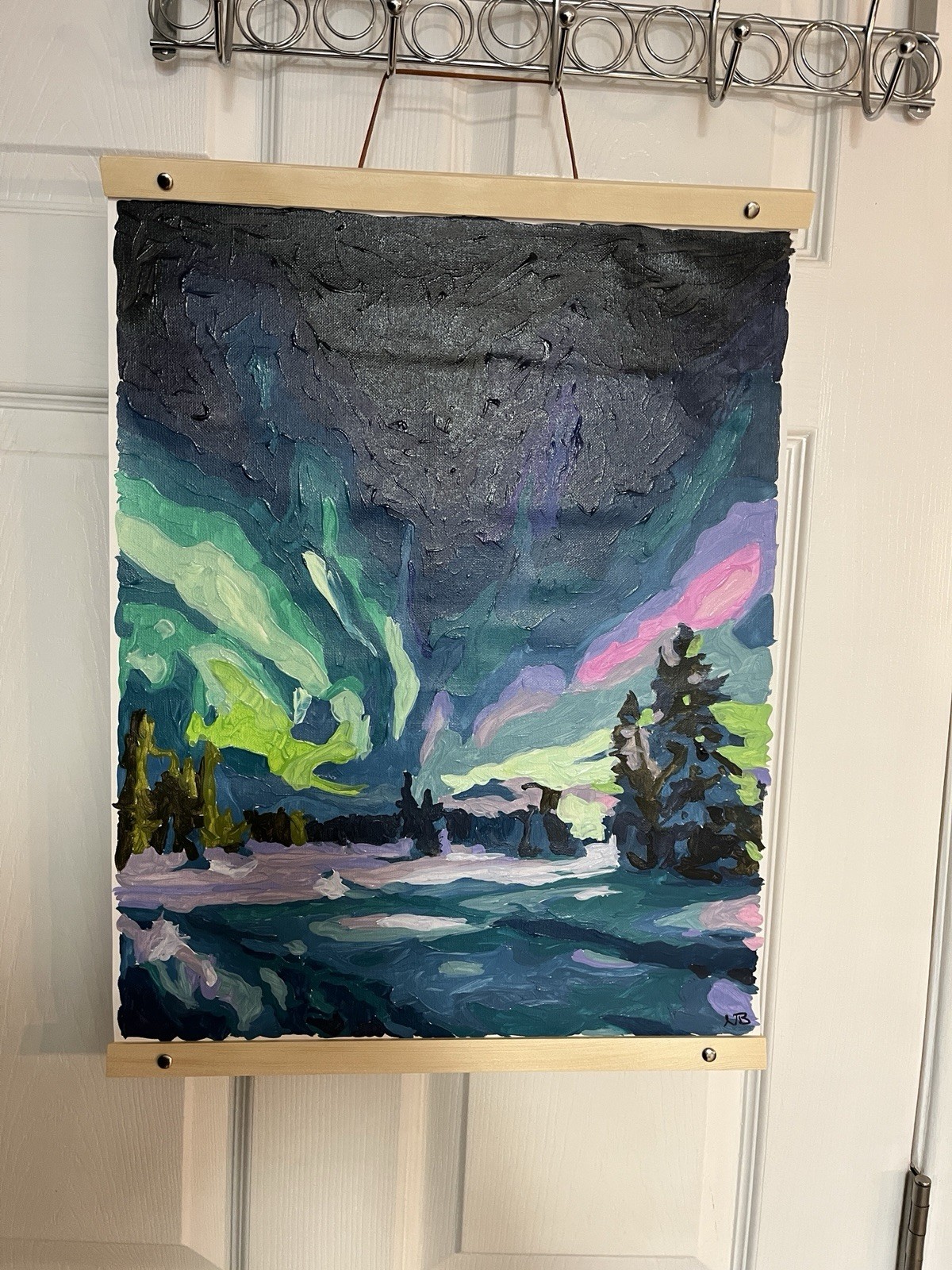 New hand painted by me acrylic on canvas painting wall art northern lights