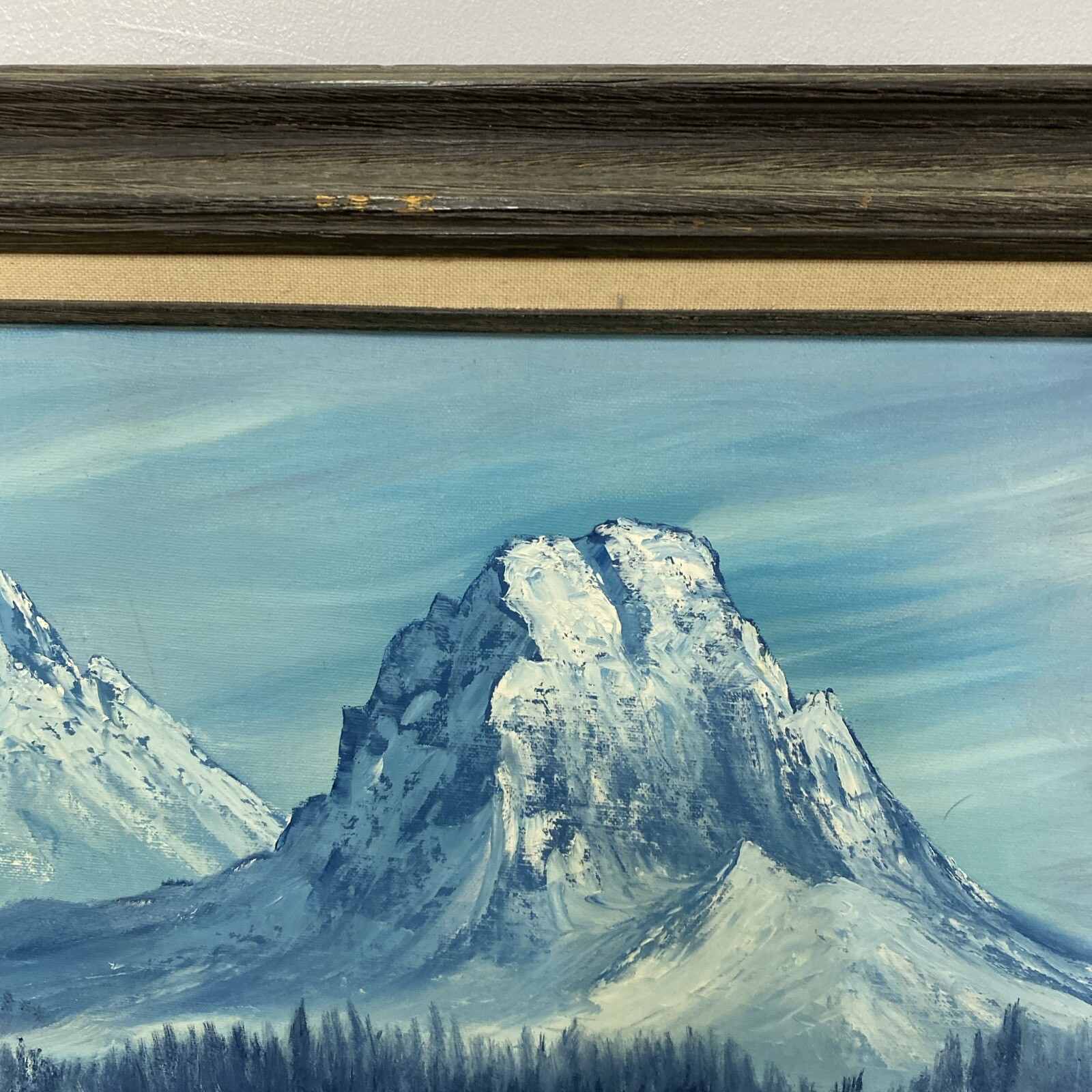 OIL BY B. BREIG SNOW CAP MOUNTAINS LANDSCAPE PAINTING 29X24”