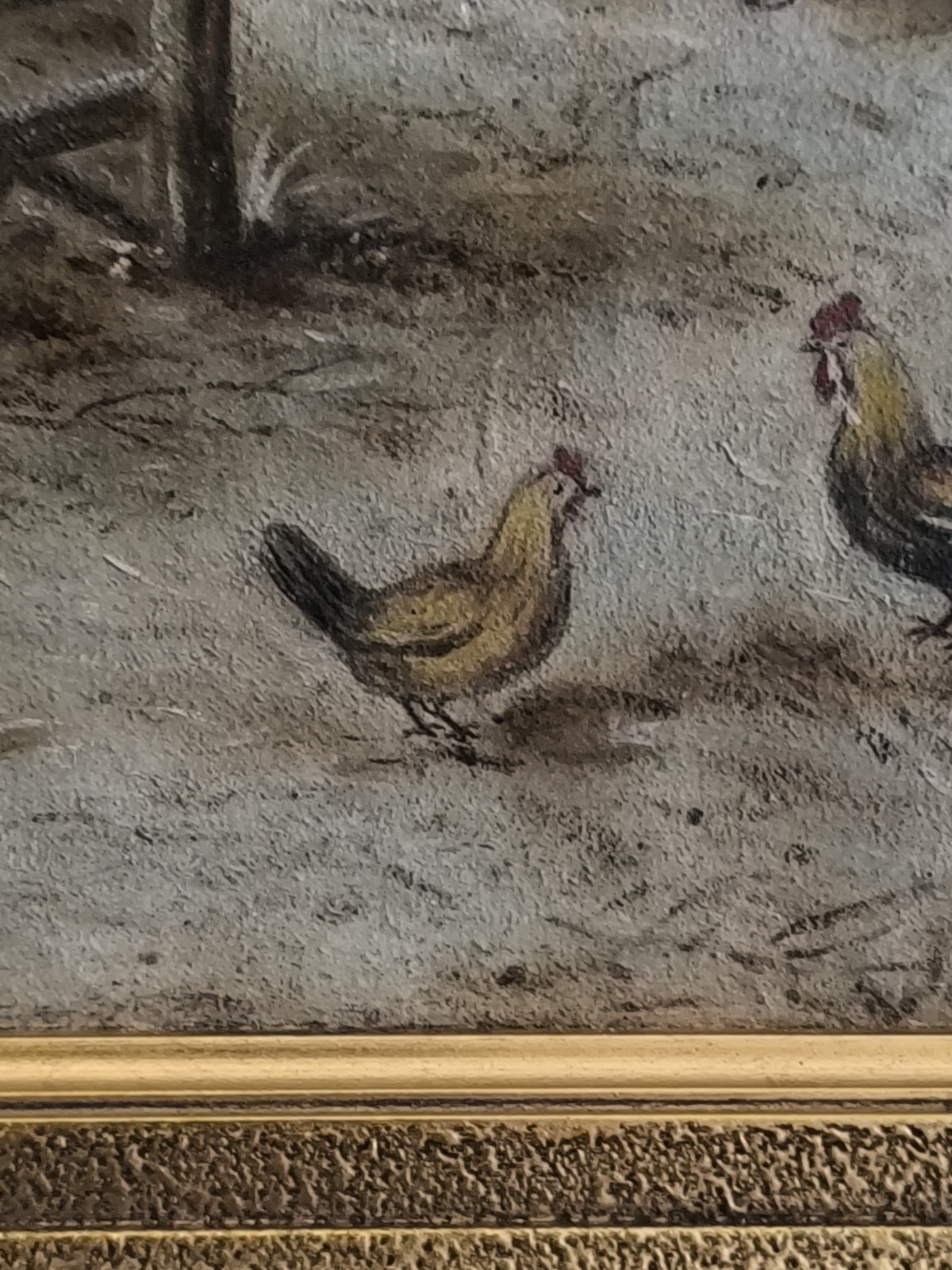 Painting Rustic Winter Soft Farm Cows Hens Vintage Charming Amelie Badoche