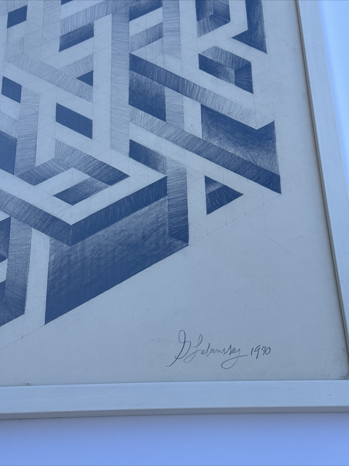 ABSTRACT DRAWING 1970 PROFESSOR LUBENSKY POP MODERNIST CHICAGO KANSAS GEOMETRIC