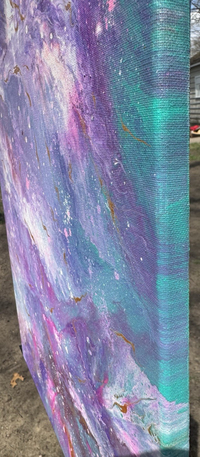 High end artwork 16×20” Acrylic On Canvas. Titled Galaxy Burst. Signed.