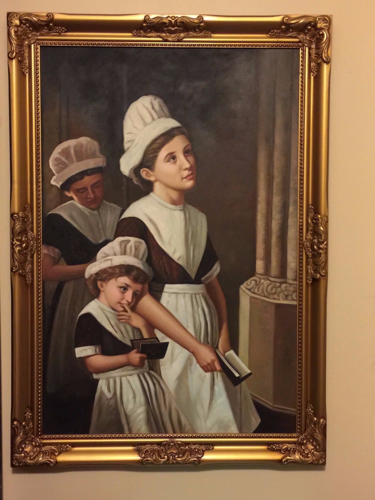 Foundling Girls at Prayer in the Chapel – Sophie Anderson framed 24×36″-No. 2