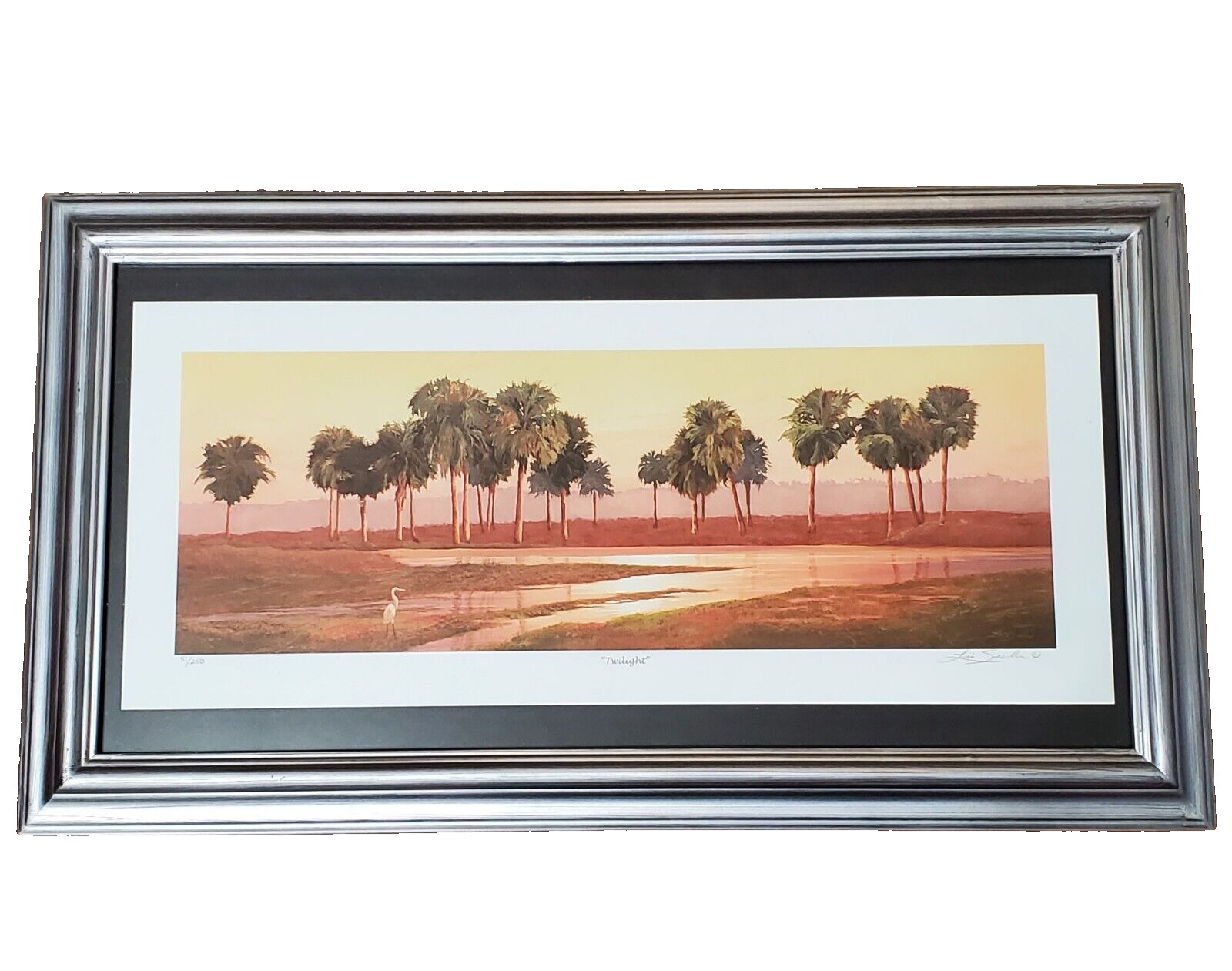 Lin Seslar Late Afternoon Palmettos Painting Framed Signed