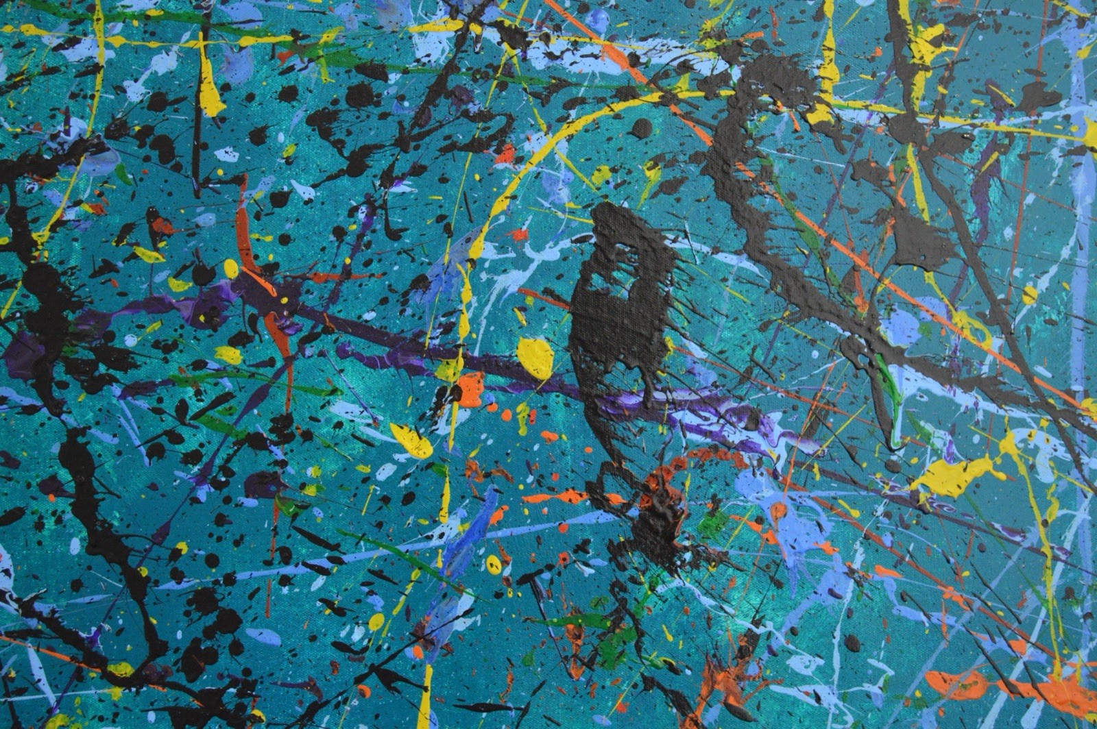Jackson Pollock Style Giant Canvas Painting 84”X62” (7 Foot) Abstract Modern XL