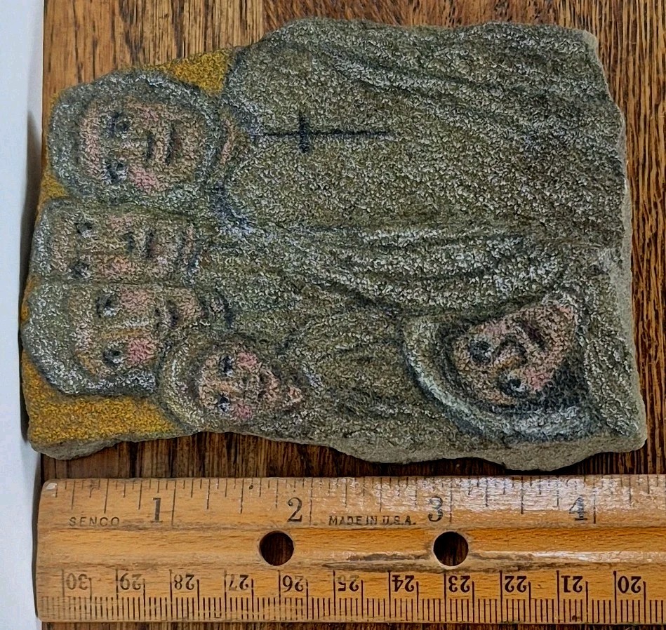 Hand Painted Rock Art ~ Five Guardian Angels ~ Cross ~ Folk Art ~ Religious