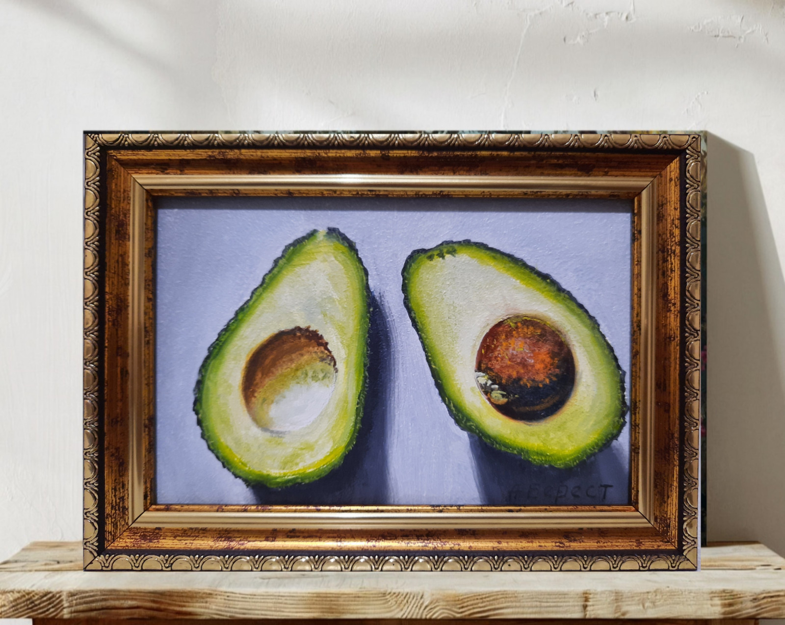 ORIGINAL Oil Painting HANDMADE Miniature Avocado Contemporary Wall Art Realism