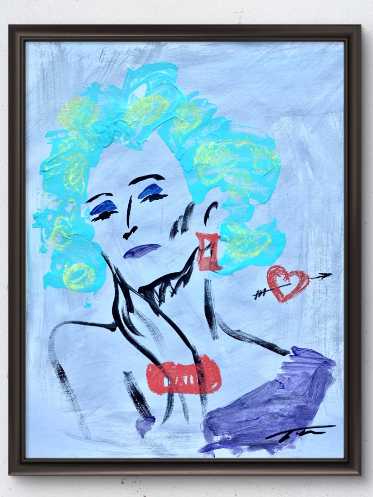 Fashionable LadyAcrylic and Chalk On Paper Signed Unframed 11”x14”
