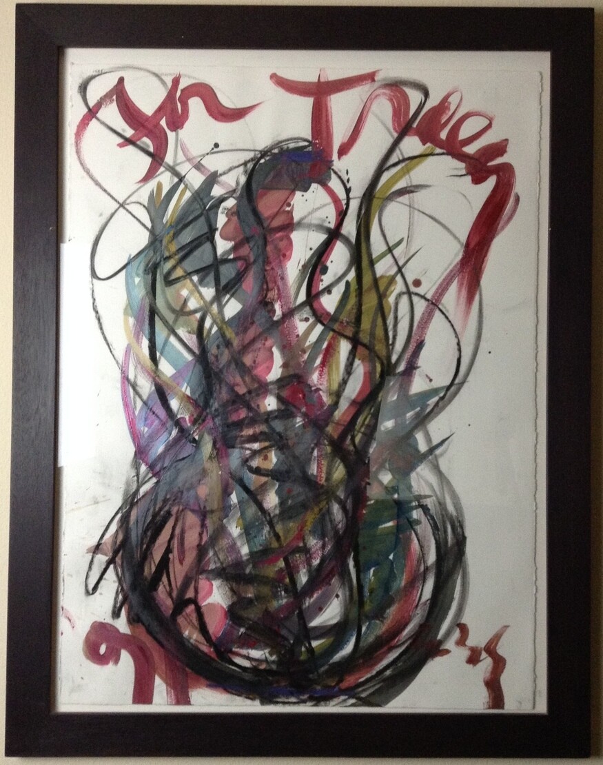 Original FOR TRACY Drawing Acrylic Painting by Dale Chihuly 1991 Framed 30×22″