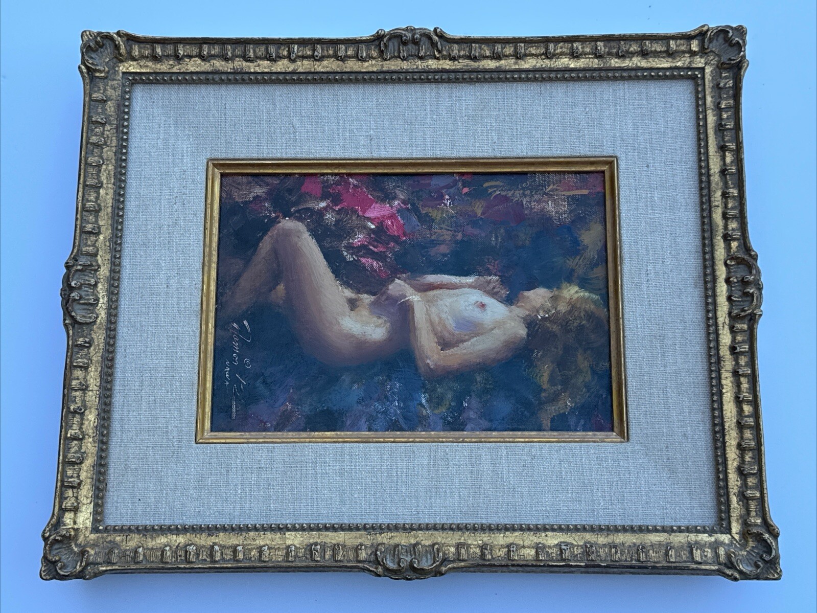 RAMON KELLEY OIL PAINTING NUDE WOMAN PRETTY FEMALE MODEL LISTED FAMOUS SMALL 9″
