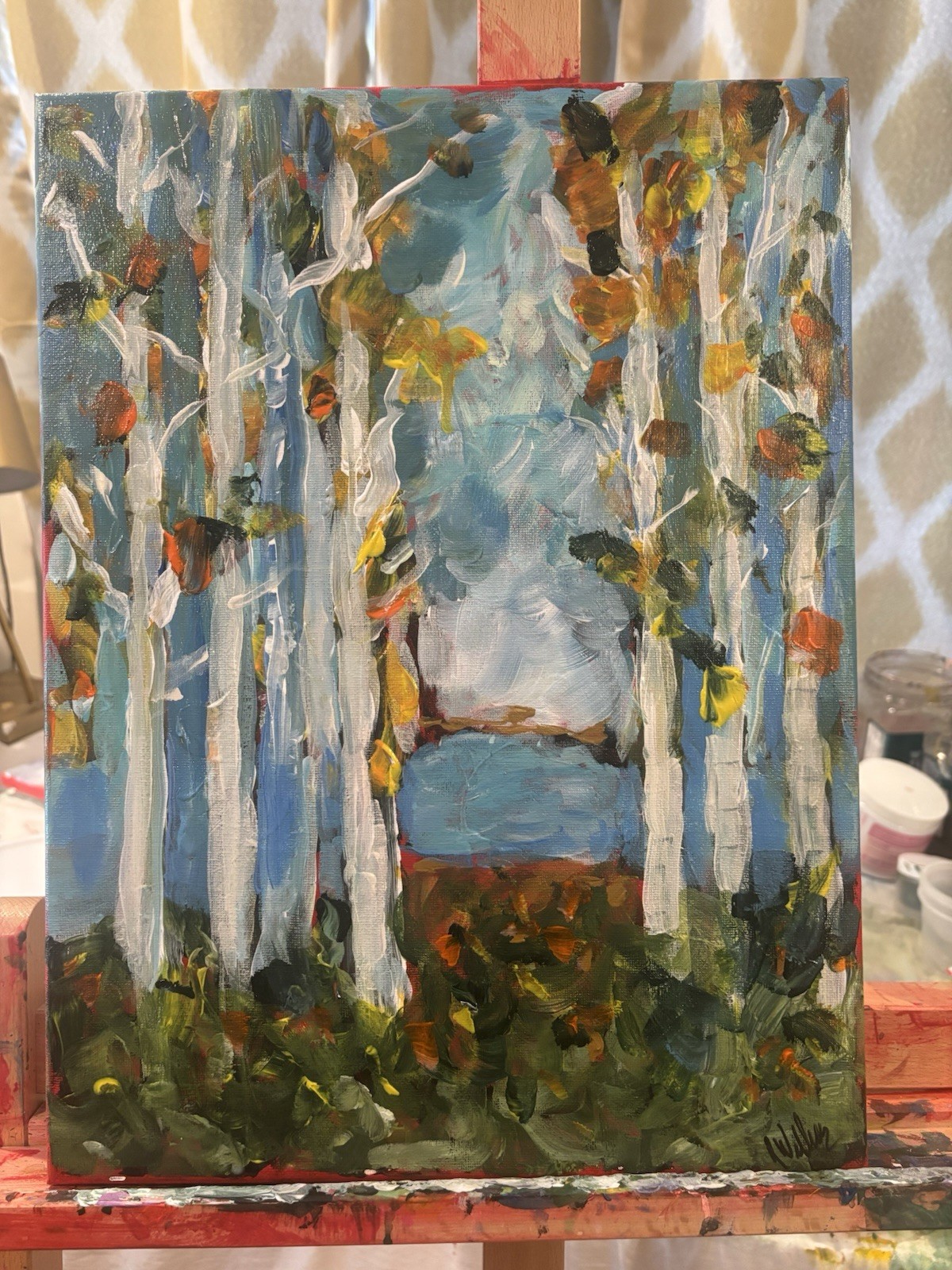 “Forest Standing” painting Сanvas wall-art signed 12×16 Brand New OOAK