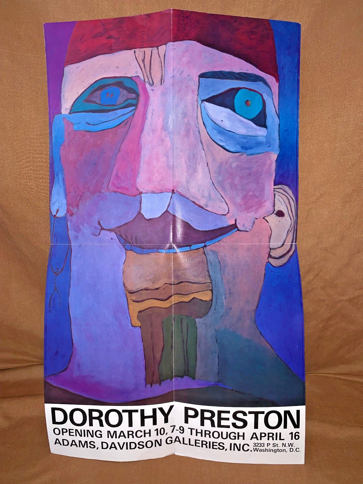 Listed Artist Dorothy Preston Original Painting Woman w Bird & Show Poster