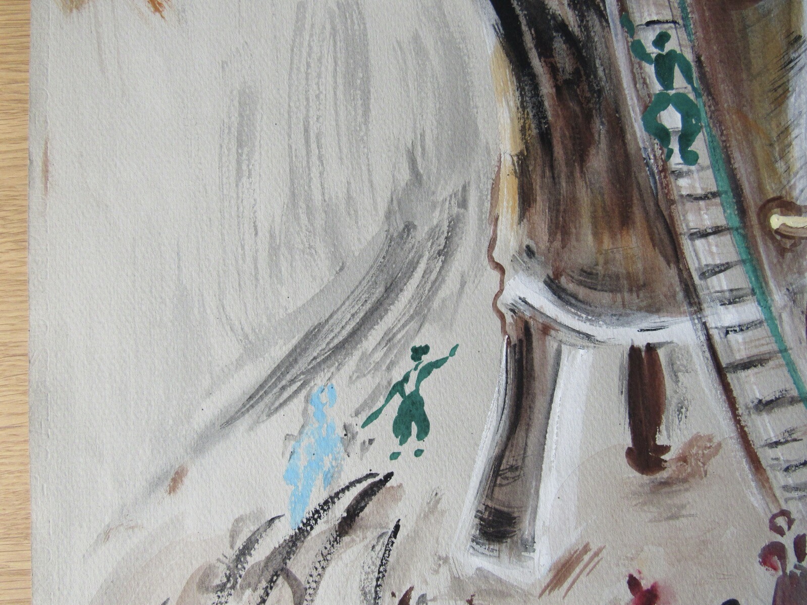 Opera Decor Gouache Drawing Signed by Jacques André Brégère set design painting