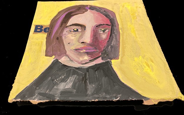 Original Portrait Painting Expressive Woman Naive Folk Wall Art Miz Katie
