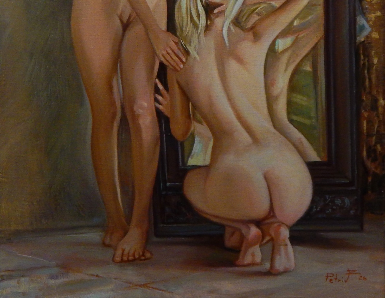 Original Oil Painting on Canvas 20x14in/50x35cm Female Nude Signed 2026