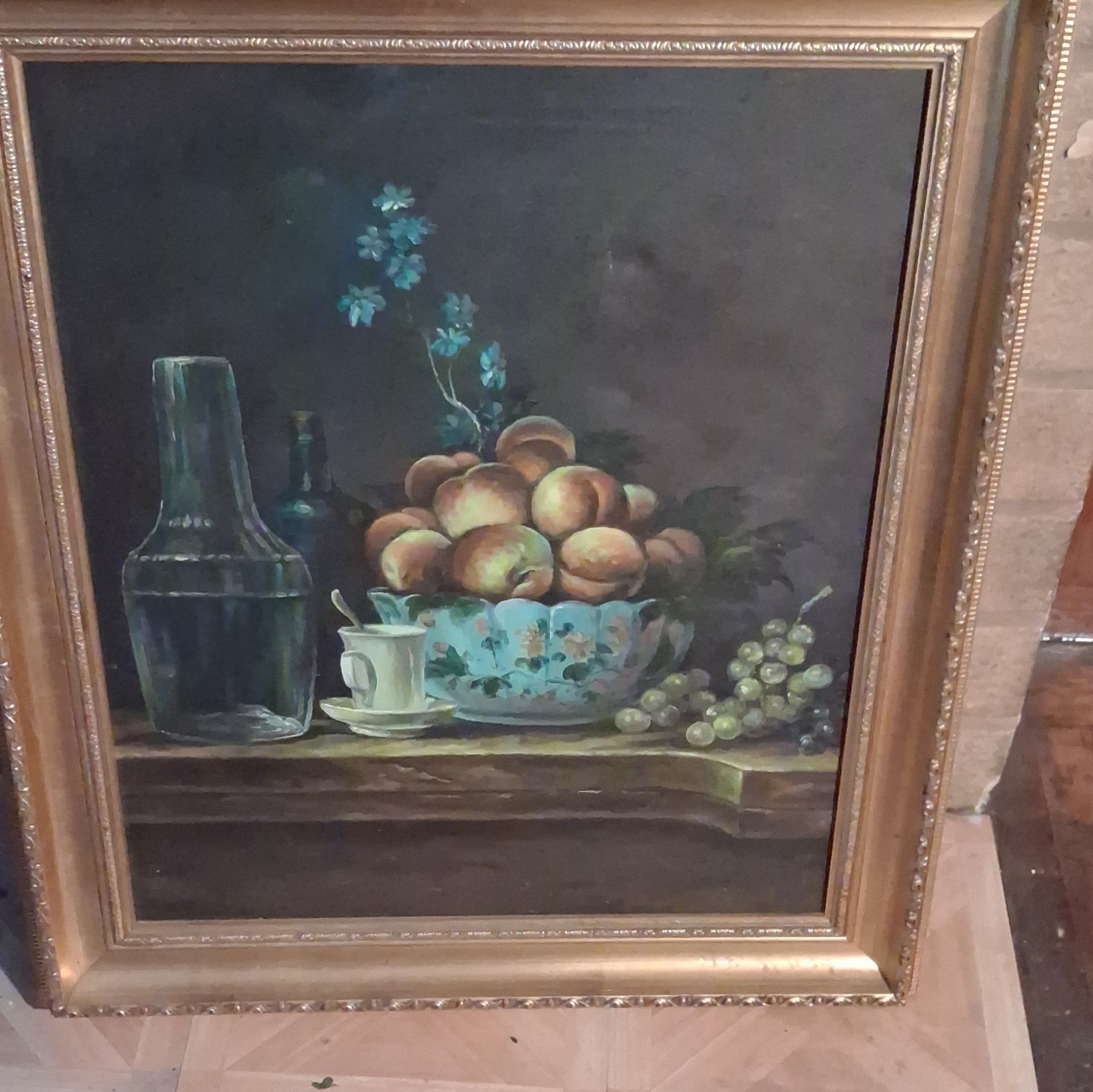 2 ORIGINAL HAND PAINTED ACRYLIC/canvas Floral and Fruit 18×14 GOLD FRAMED ART