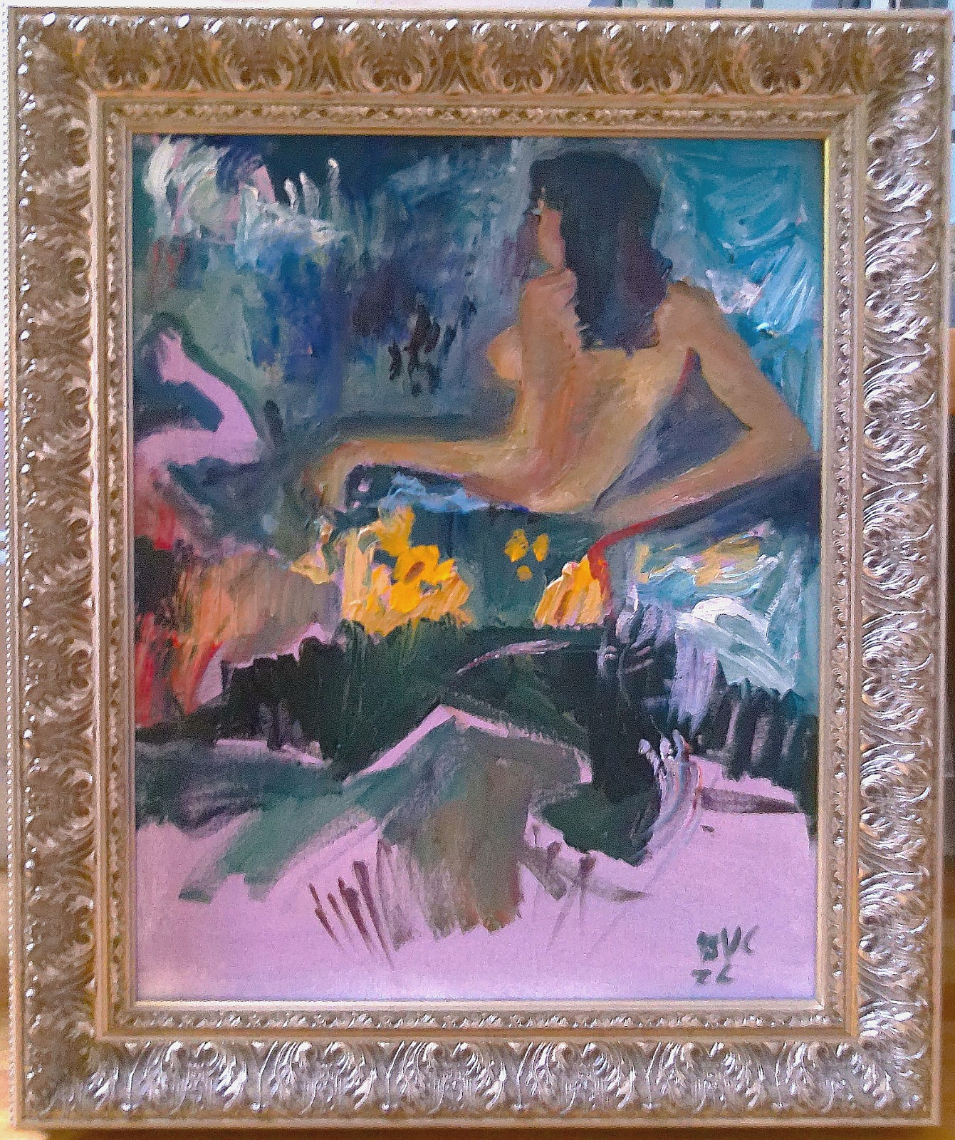 Framed Seascape Fauvist Figures Oil Painting On 16″x20″ Canvas Original Signed