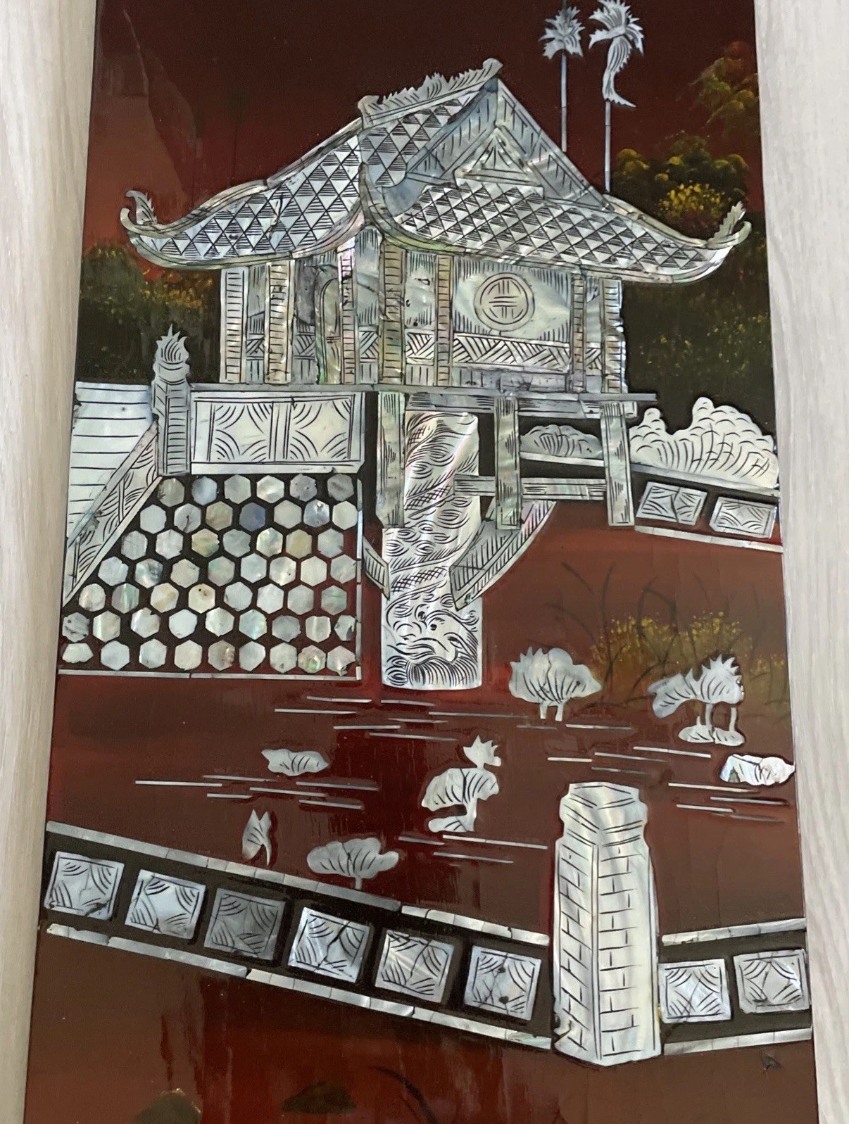 Asian Vietnamese 4 Lacquer Piece Artwork 23″HX45.6″L
