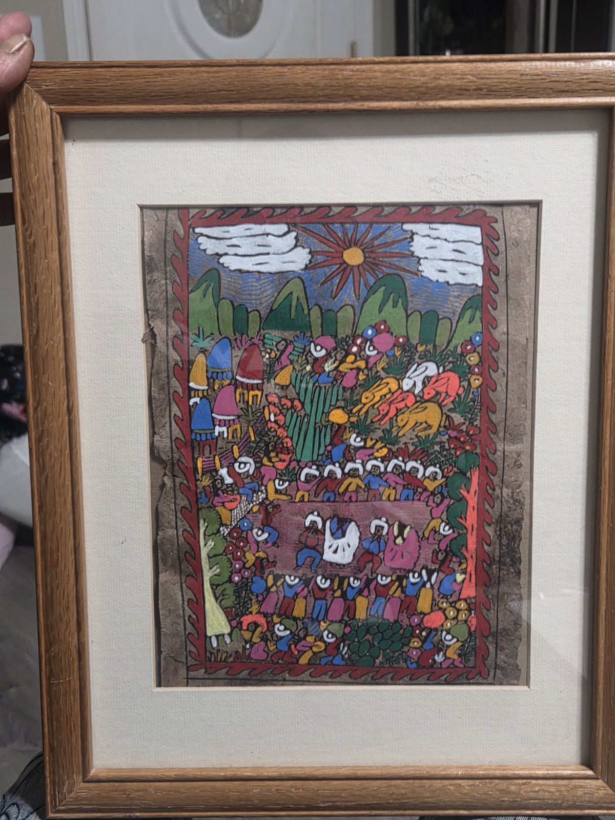 Ethnic Painting On Handmade Paper Of A Village Scene