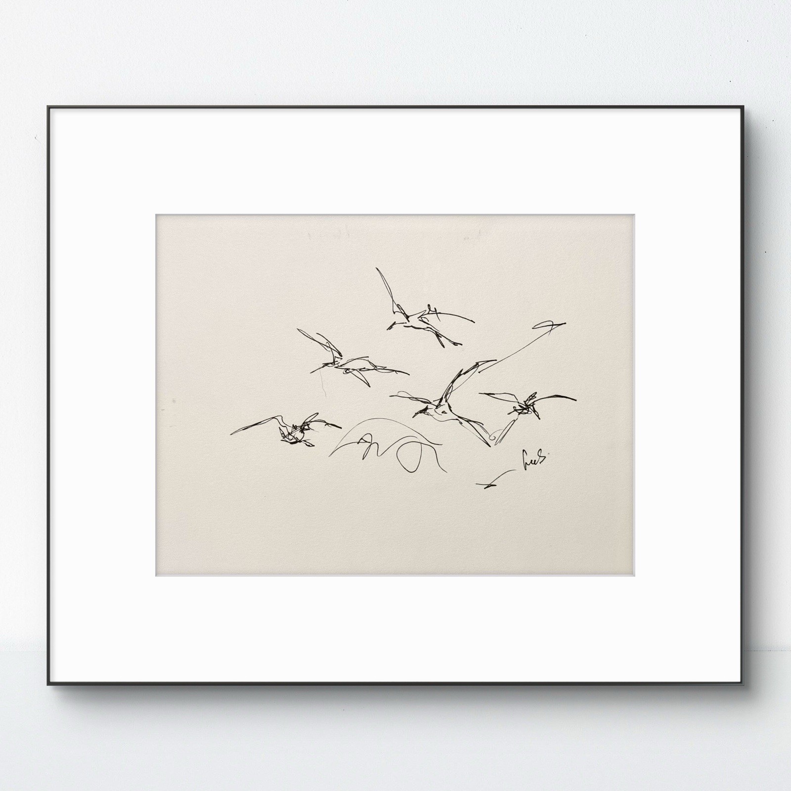 Original Abstract MInimalism 9×12 Flying Birds Handmade Signed Bedroom Decor 20