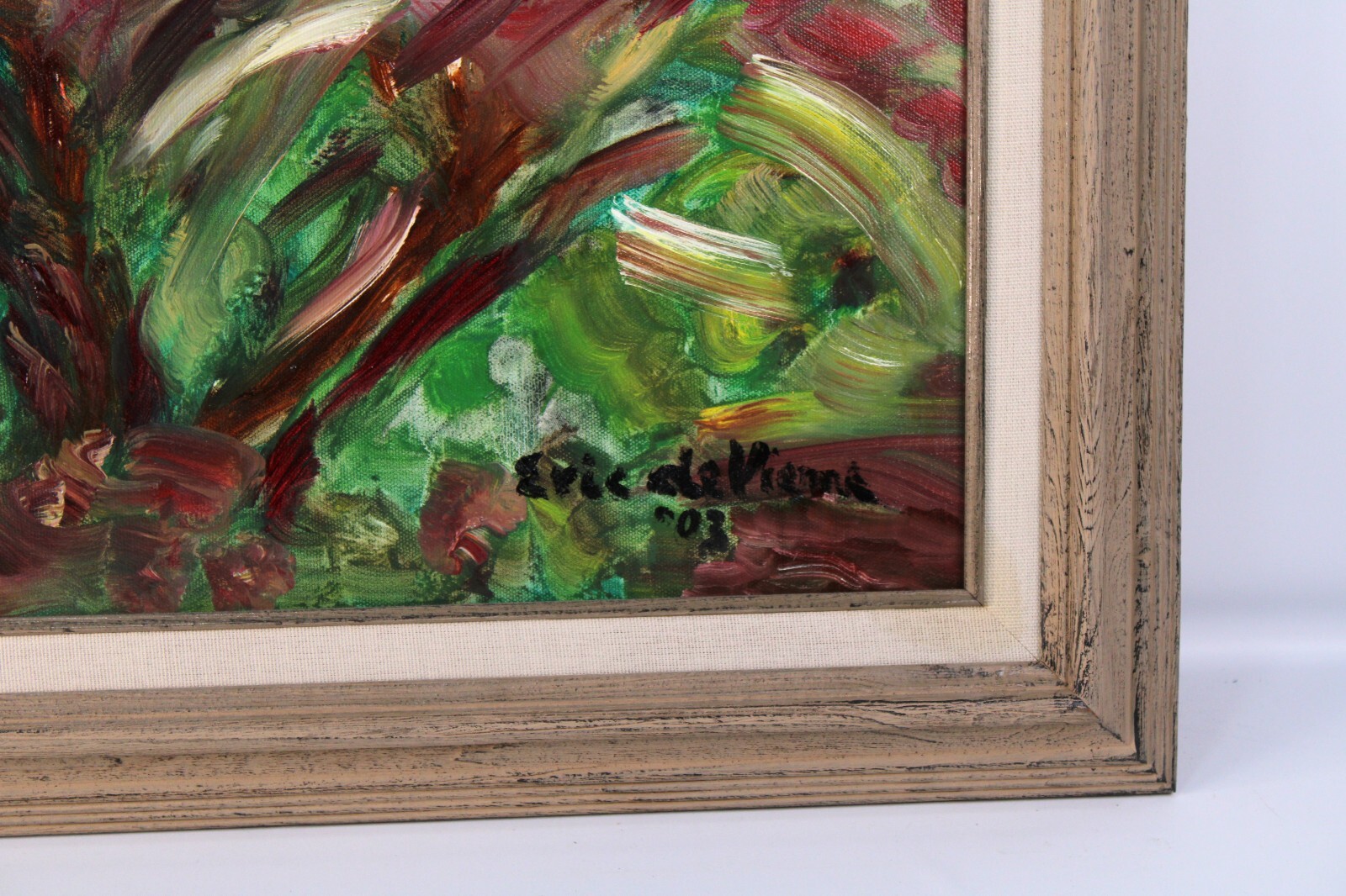 Eric de Vienne Abstract Landscape Trees Oil Painting On Canvas Signed 03