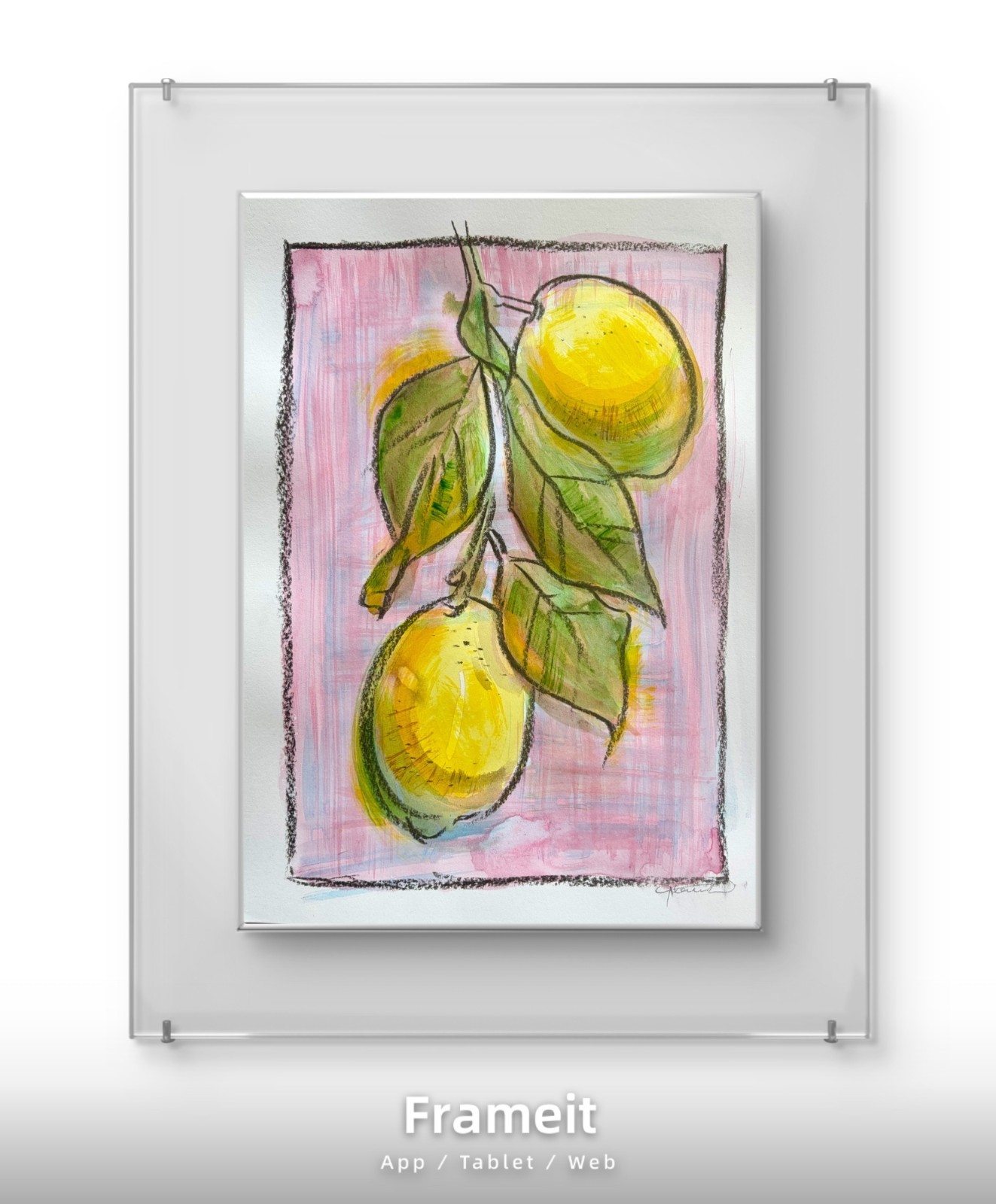 Original Lemon Pink Painting By Alannah Dyer- Acrylic 9×12 in Beautiful Food