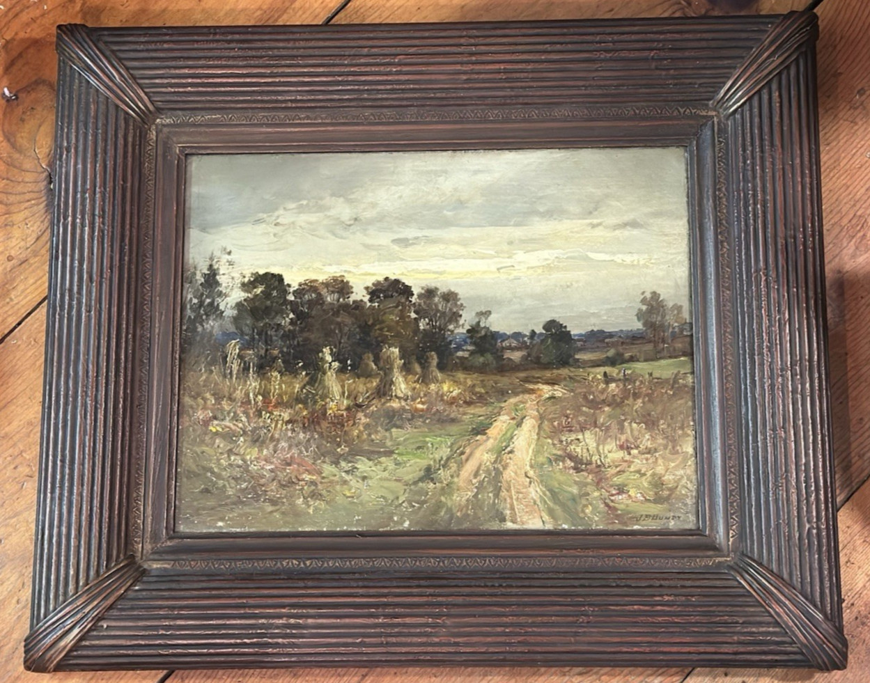 J.E. BUNDY (1853-1933, AMERICAN) ORIGINAL OIL PAINTING IN NICE FRAME WITH GLASS