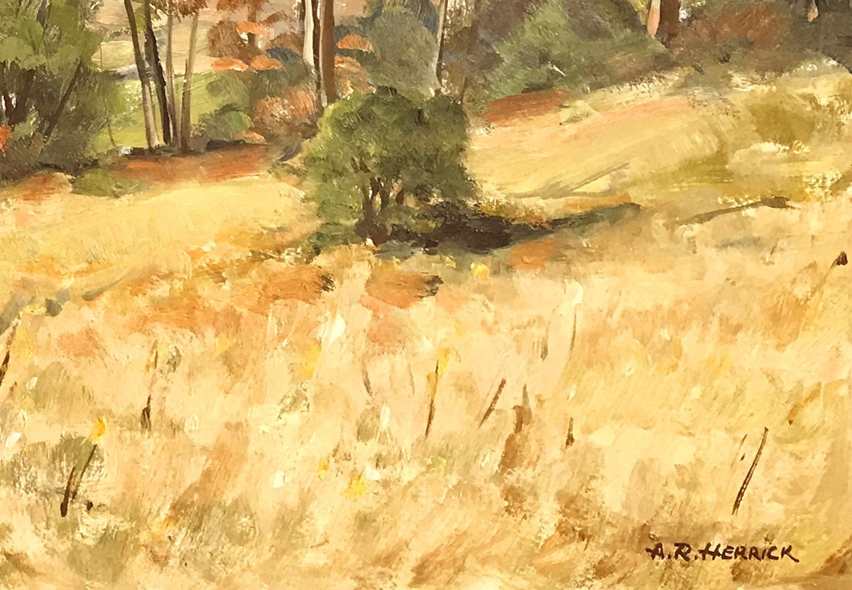 Gates, Vermont signed Arthur R. Herrick oil painting New England Farm Landscape