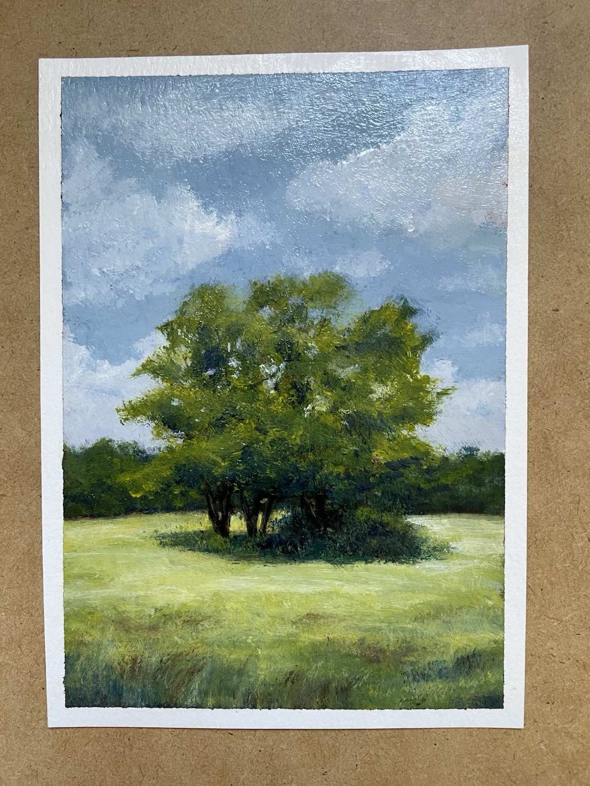 5×7 original acrylic painting on Paper, Trees, Fields, Nature, Landscape