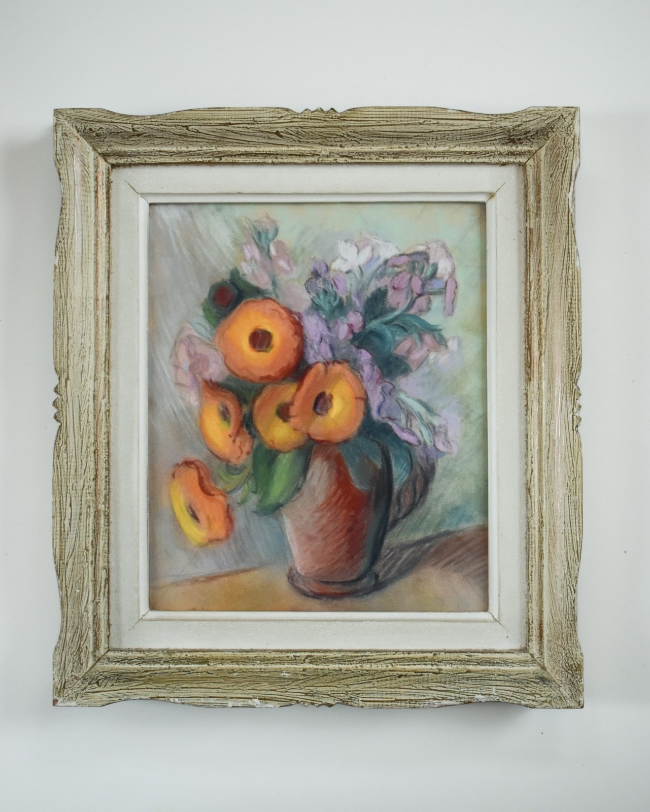 1950s French Pastel Floral Still Life Claire Demartinecourt Salon Independants