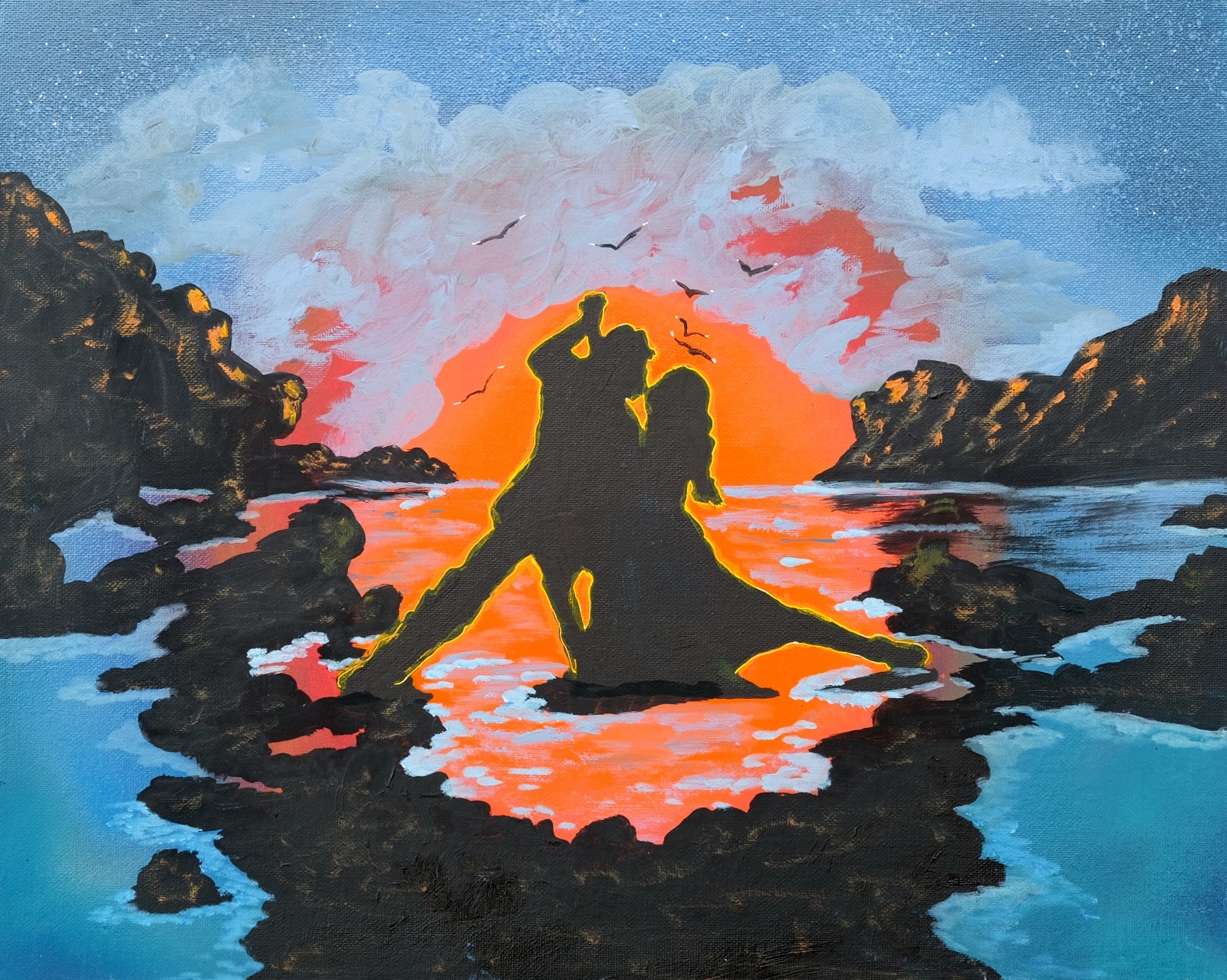Art, Painting, «Tango on The Rocks» – giclee on canvas 16″ x 20″ Yelena Berzon
