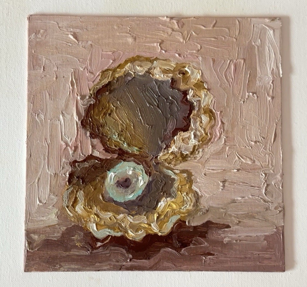 Oyster Shell Still Life Original Contemporary Abstract Oil Painting