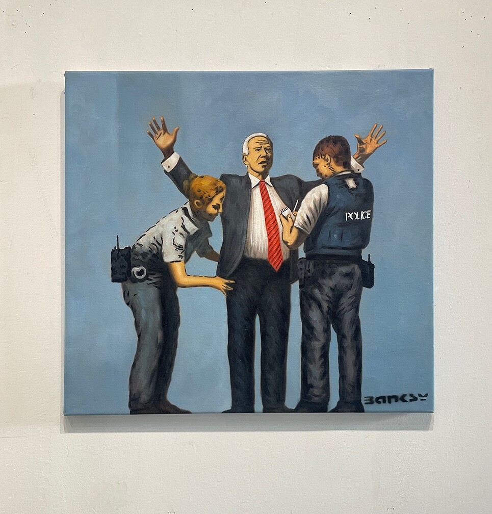 BANKSY PAINTING  on canvas BIDEN – Pop Art – UK/USA