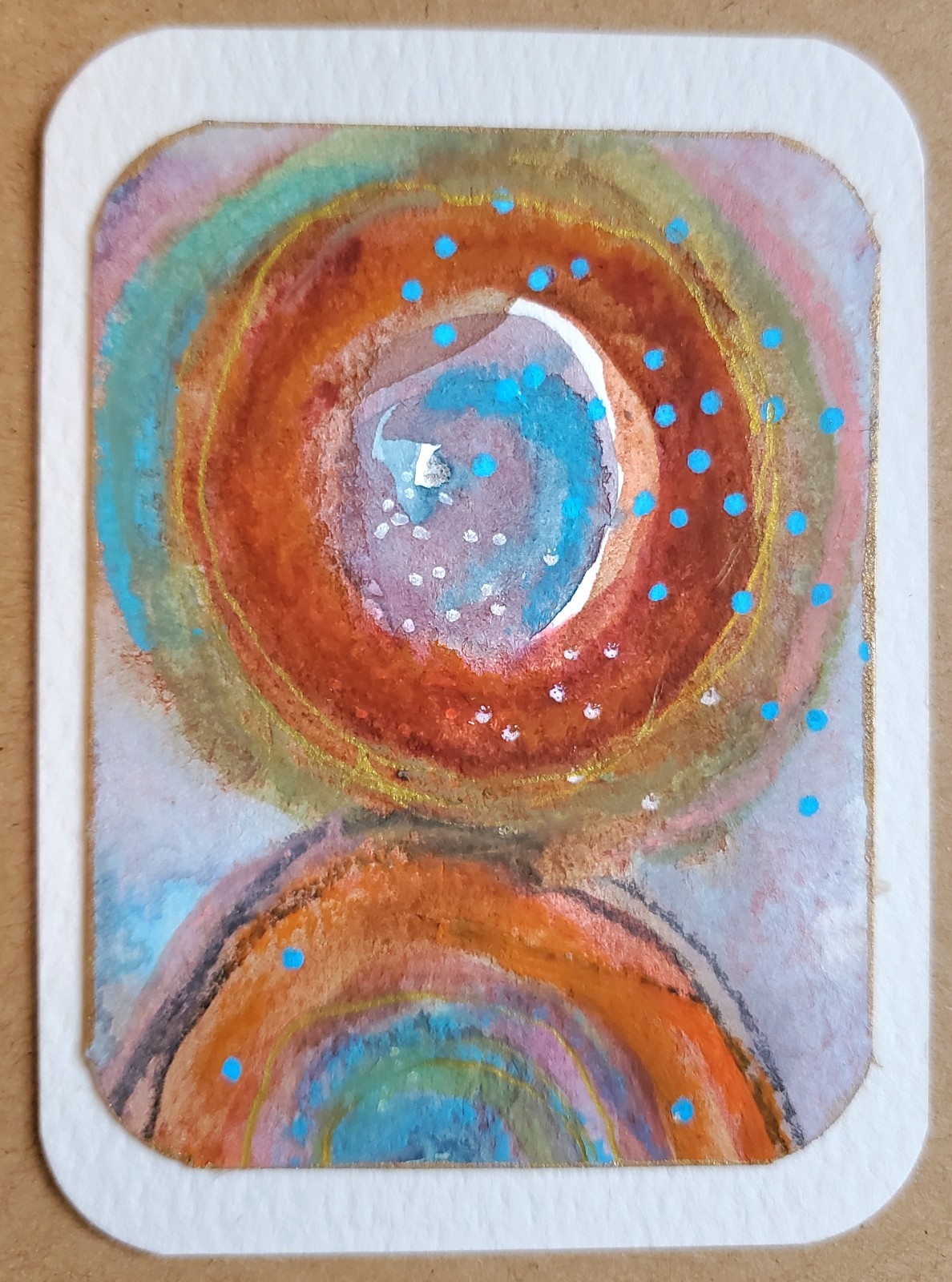 ACEO Original Art 2.5″ x 3.5″ Watercolor Mixed Media ATC Kandinsky Inspired