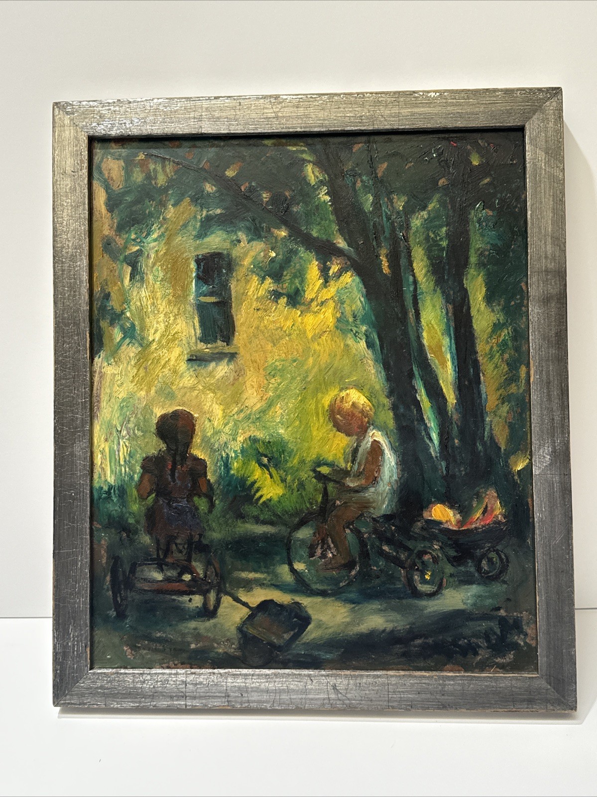 ANTIQUE PAINTING PORTRAIT EDGAR KIECHLE IMPRESSIONIST WPA ARTIST AFTER SCHOOL