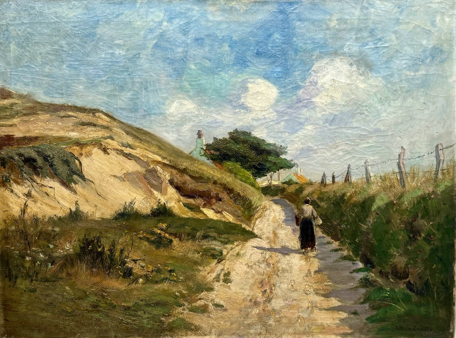 Dune Path , Signed Oil on Canvas French School Impressionism Marine Boat