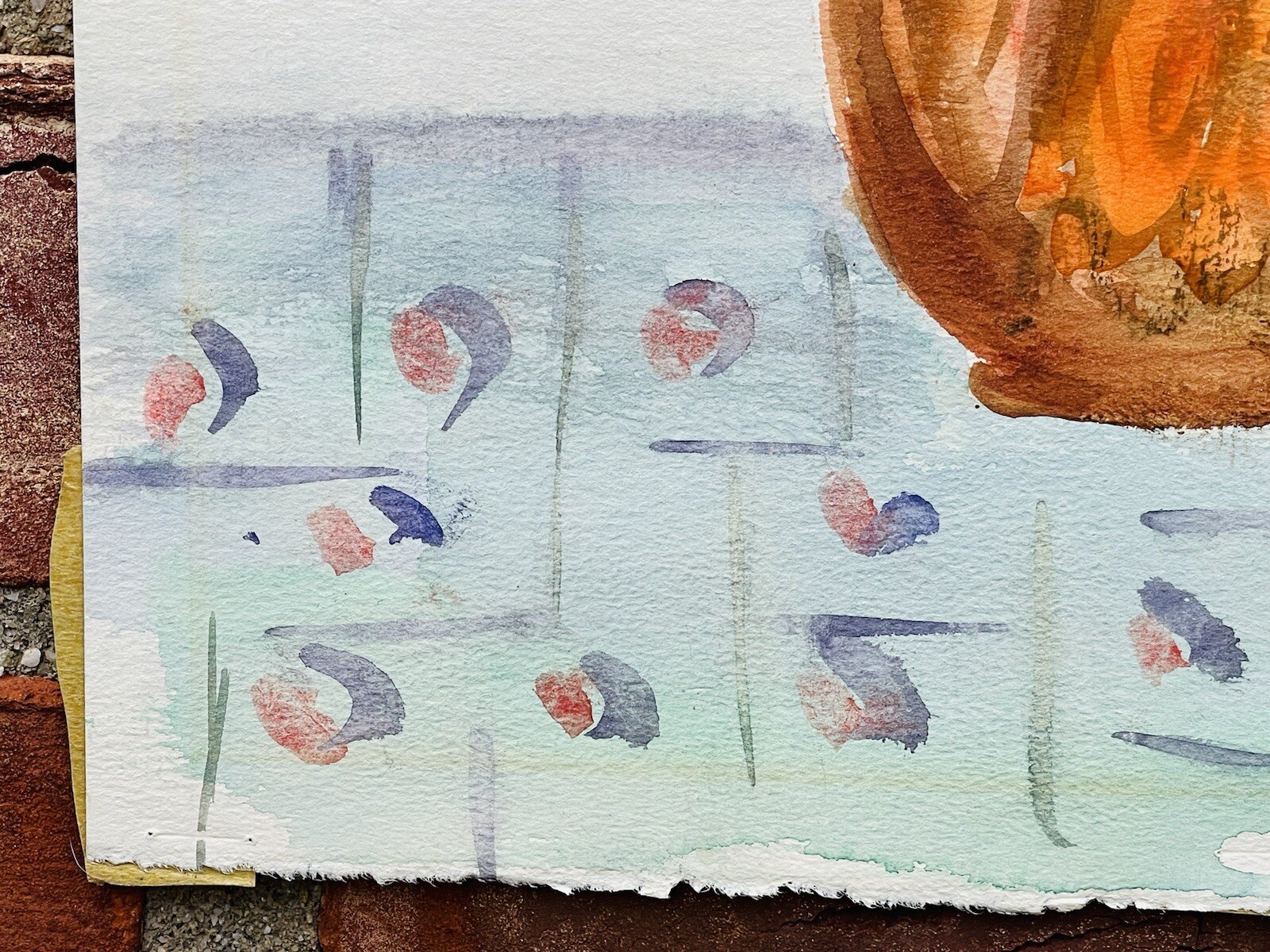 New York. Maine Modernist Artist Jo Levy Watercolor Floral Still Life. Signed JL