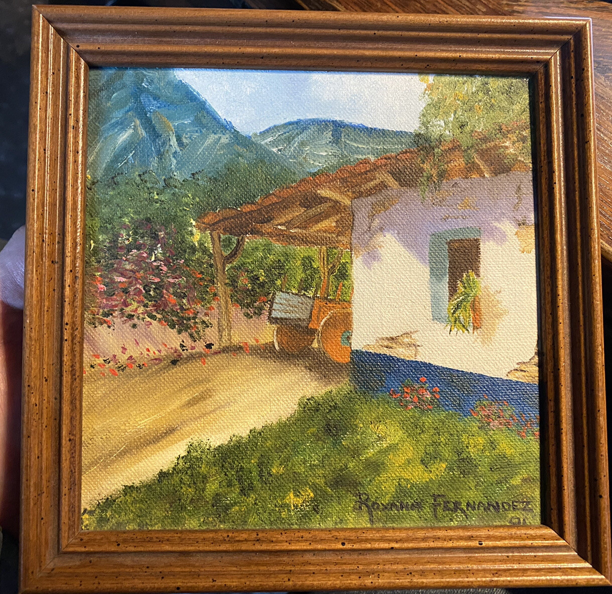Artist ROXANA FERNANDEZ Oil PAINTING “Rural Central America Adobe House”