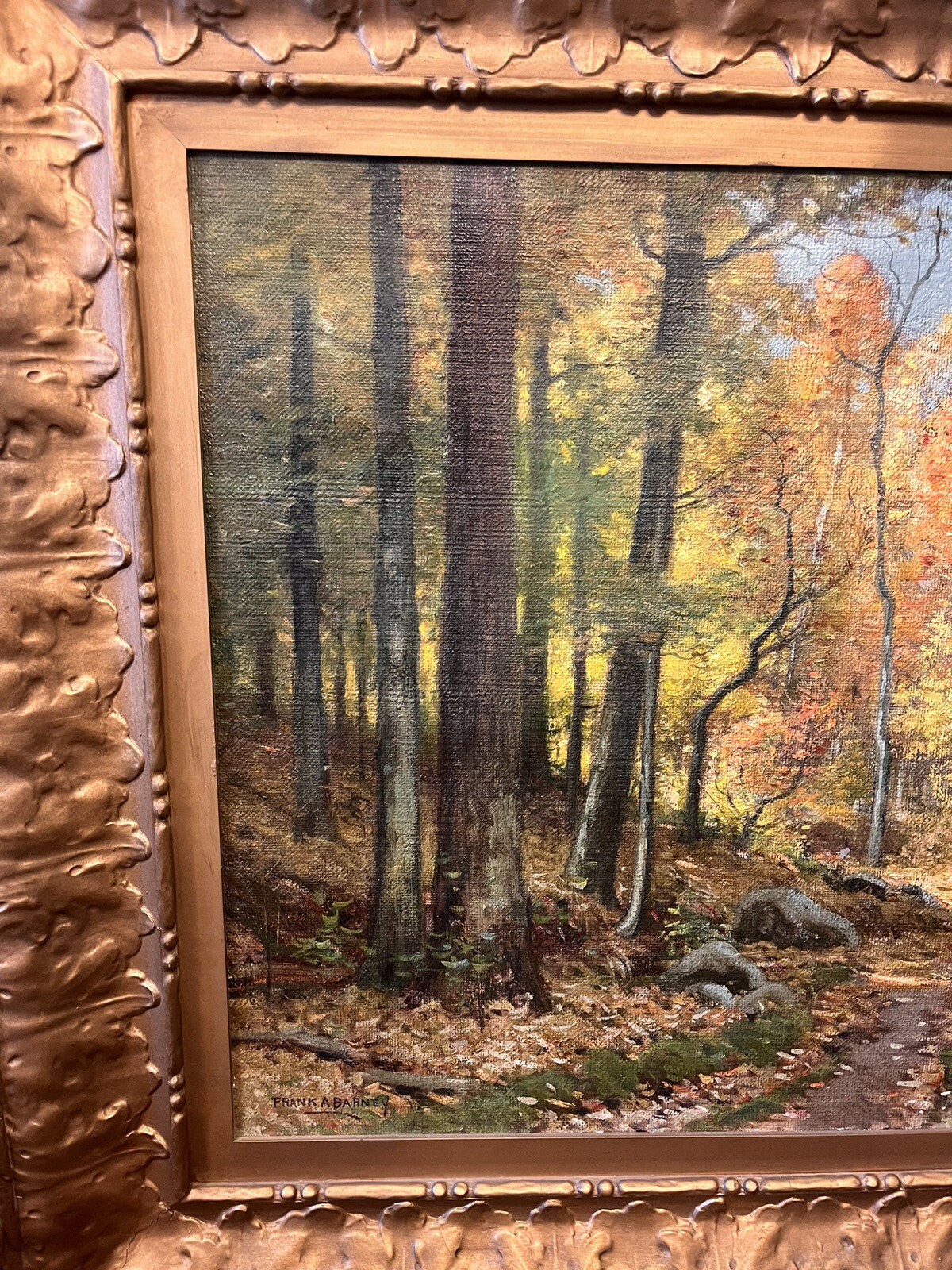 Frank A Barney Painting “path Through Trees” 21.5in x 27.5in Oil On Canvas