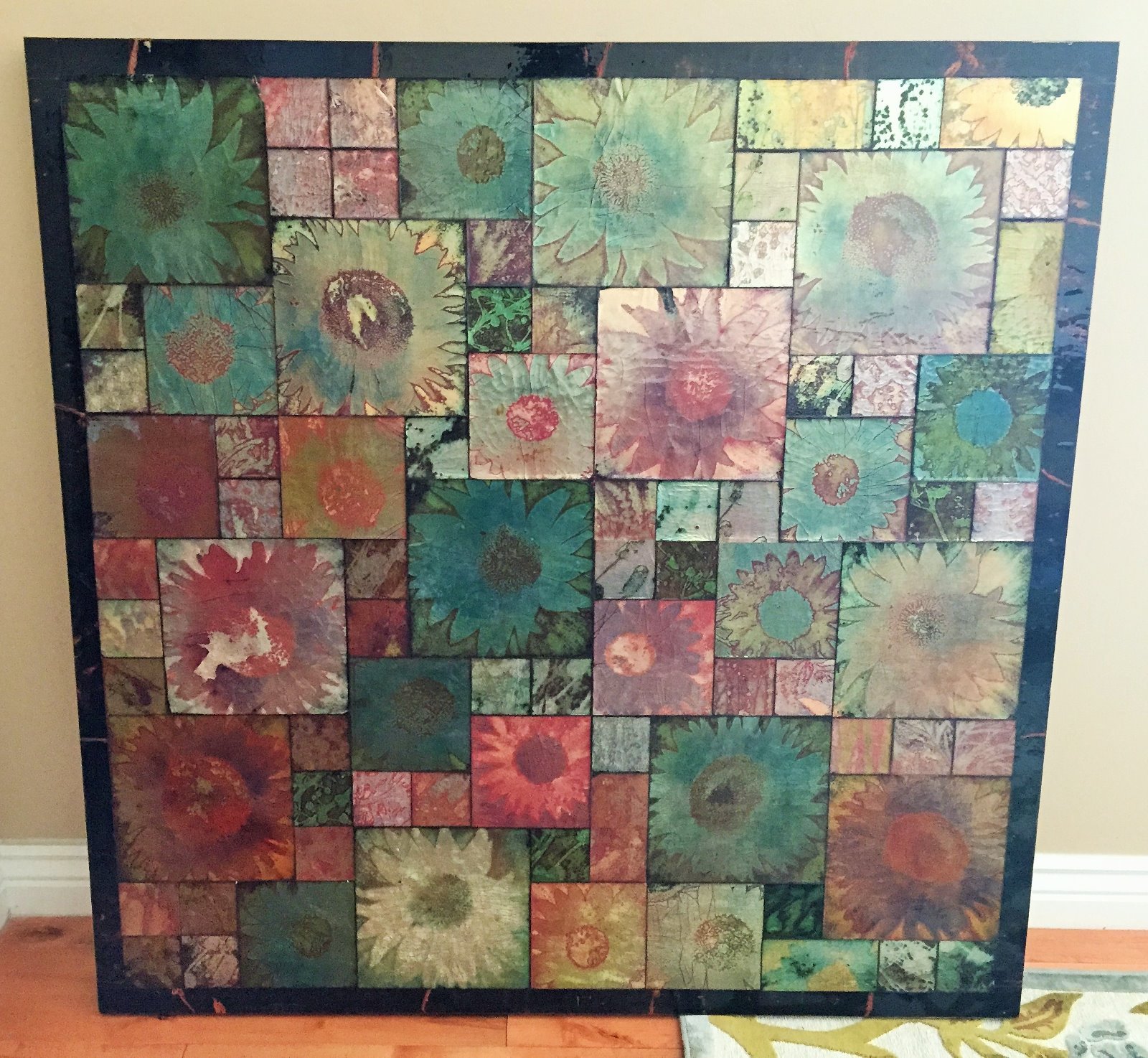 Phillip M. Smith – Enamel 48″x48″, 2008 – «Sunflower #2» Signed