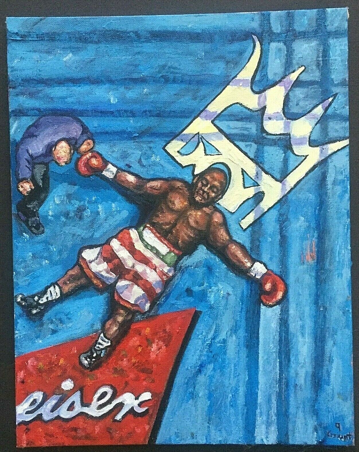 «The King» Boxing Original Oil Painting On Canvas Board Grant D. Smith 11×14″