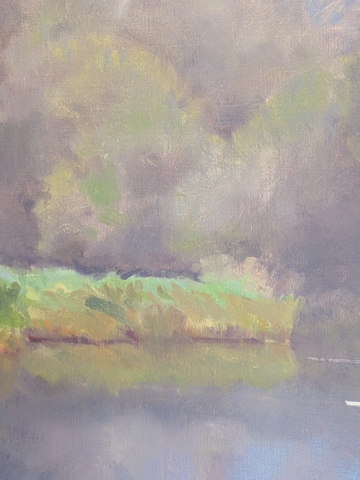 Deane Keller Oil Painting CT Farmington River Landscape Impressionist lavender