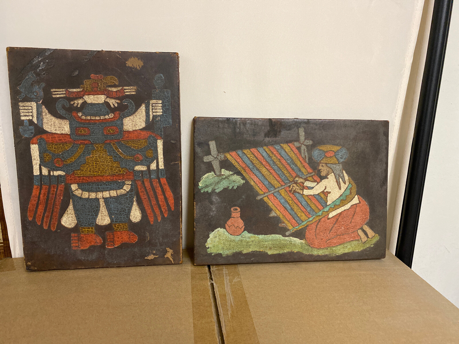 Vintage Leather Gallery Wrapped Pictures Lot Of 2