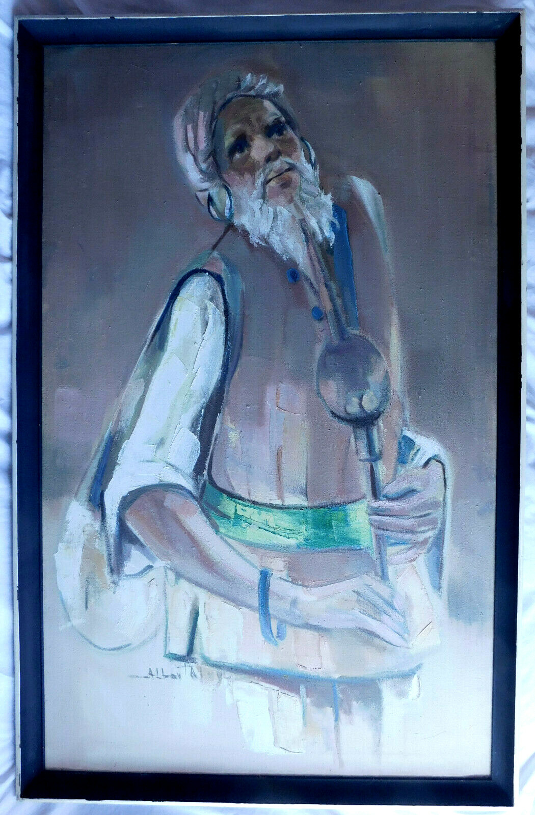 VERY WELL DONE LARGE ORIGINAL SIGNED INDIAN OIL PAINTING