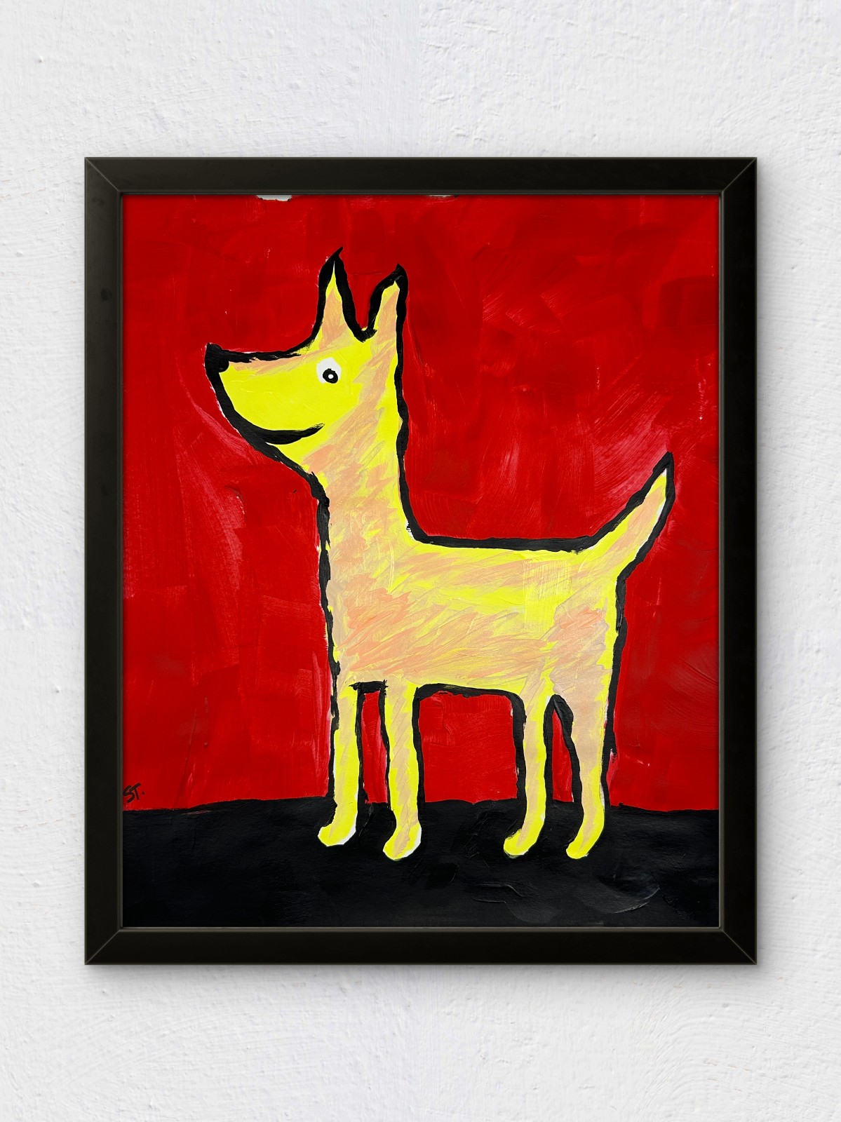 Dog Painting Whimsical Animal Wall Art STerling Original Paper Art 11×14