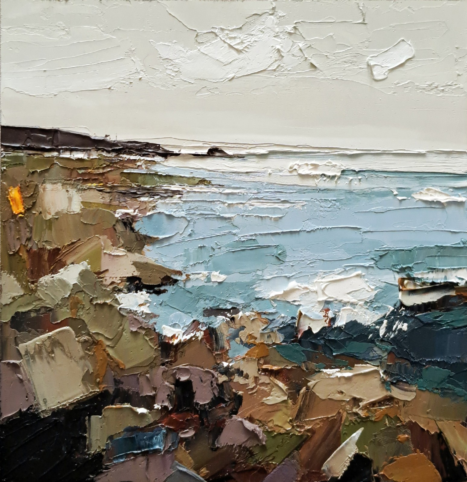 Original Oil Painting Rocky Coast Seascape Ocean Landscape Rocky Seashore Art
